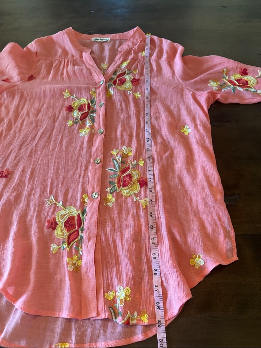 Hope Springs Embroidered Coral Pink  Blouse Size Large - Picture 13 of 13